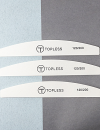 TOPLESS Пилка для ногтей (белая, полукруглая, 120/200) Premium